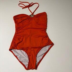 Michael Kors Orange One Piece with Sweetheart Neckline and Ruching